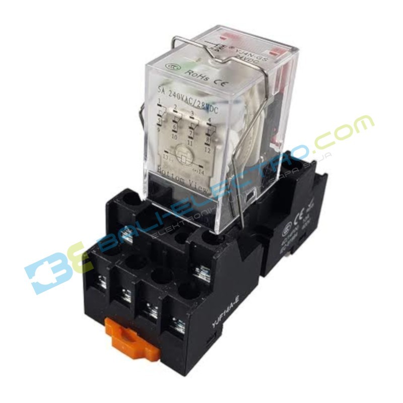 Jual Relay 12V – HH54P + Base di Denpasar Bali